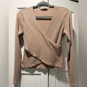 Astr Ribbed Beige Sweater